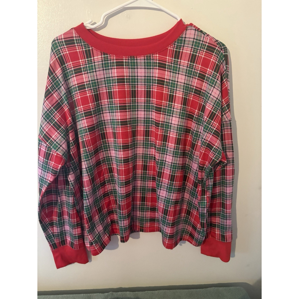 Holiday Time Unisex Womens XL Plaid Lounge Set Red Green Holiday Winter